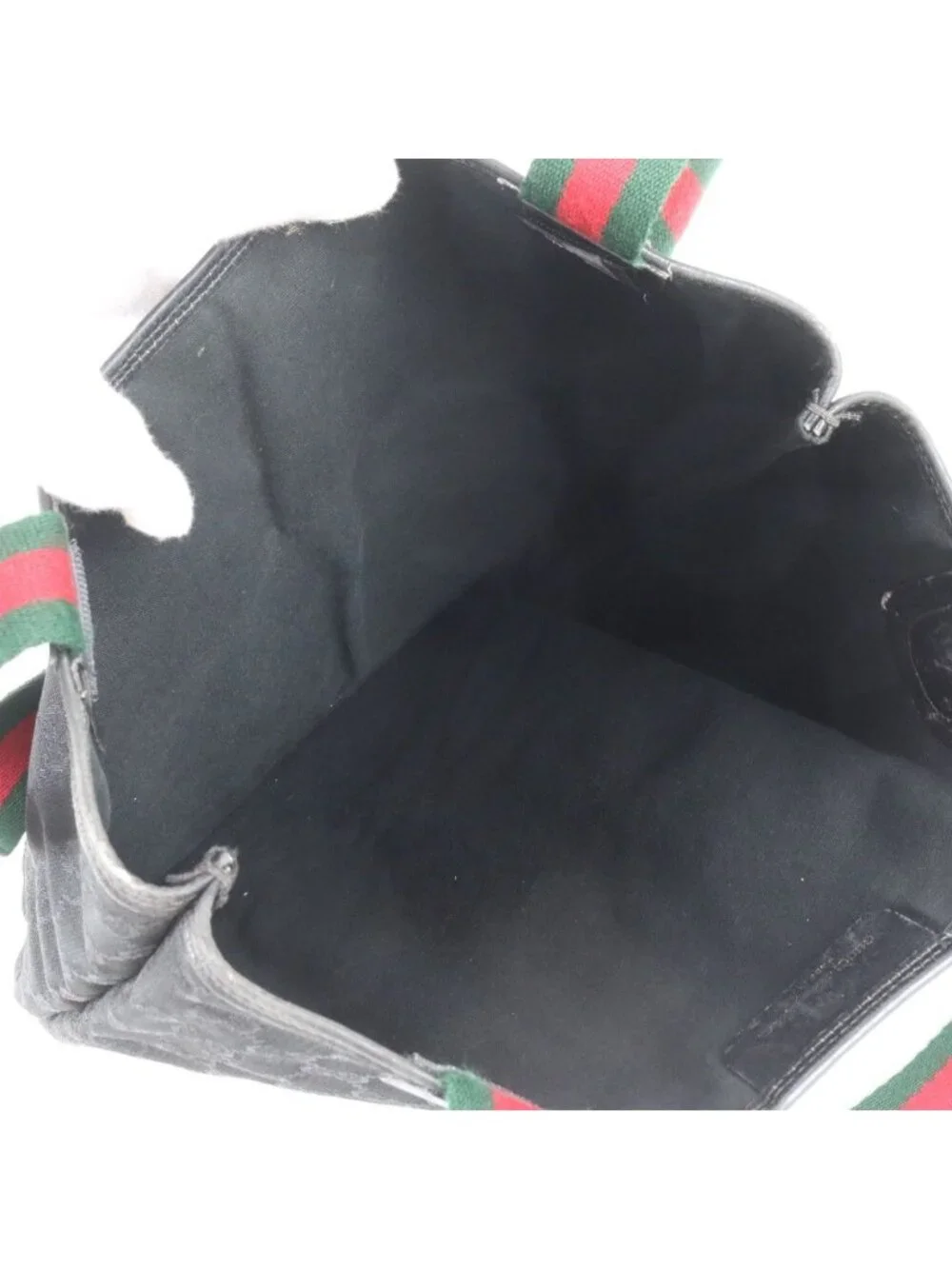 Gucci GG Canvas Sherry Line Leather Tote Shoulder Black